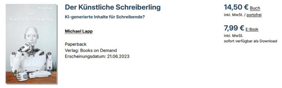 The bookcover Der künstliche Schreiberling<br />©memephoto