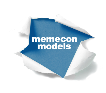 Torn page with the words' Memecon Models.'<br />©memephoto