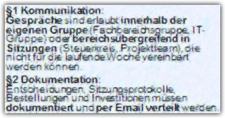 The graphic shows two blurred paragraphs from a set of rules.<br />©memephoto