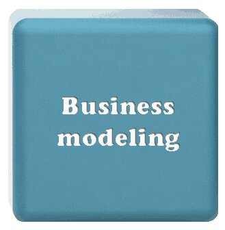 Large 3D cube labeled with business modeling.<br />©Jezper