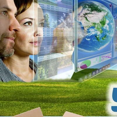 This tile shows a man and a woman operating a virtual user interface on the left. When you hover over it, the text appears: Recognize promptly the weaknesses of your strategy and avoid thereby unnecessary, expensive friction losses.<br />©AA+W
