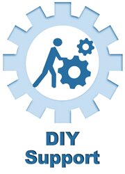 The " Do-It-Yourself" symbol is represented by a gear wheel, in which an idealized human figure turns the gears.